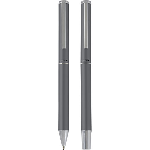 Lucetto Geschenkset Mit Kugelschreiber Und Tintenroller Aus Recyceltem Aluminium , grau, Recycled Aluminium, 14,00cm (Länge), Bild 3