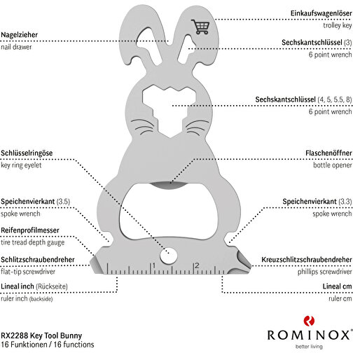 ROMINOX® Key Tool Bunny / Hase (16 Funktionen) , grün, Edelstahl, 7,00cm x 0,23cm x 3,20cm (Länge x Höhe x Breite), Bild 7
