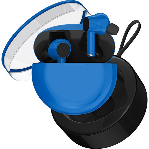 True-Wireless In-Ear Kopfhörer Truly , kobaltblau / schwarz, Kunststoff, 6,00cm x 3,00cm x 6,00cm (Länge x Höhe x Breite), Bild 2