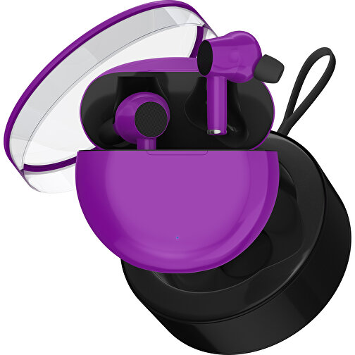 True-Wireless In-Ear Kopfhörer Truly , dunkelmagenta / schwarz, Kunststoff, 6,00cm x 3,00cm x 6,00cm (Länge x Höhe x Breite), Bild 2