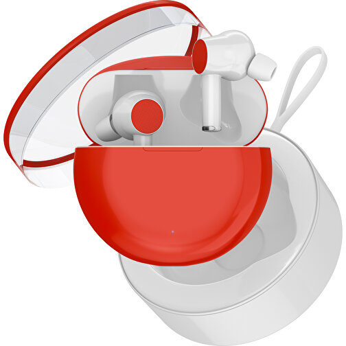 True-Wireless In-Ear Kopfhörer Truly , rot / weiß, Kunststoff, 6,00cm x 3,00cm x 6,00cm (Länge x Höhe x Breite), Bild 2