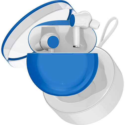 True-Wireless In-Ear Kopfhörer Truly , kobaltblau / weiß, Kunststoff, 6,00cm x 3,00cm x 6,00cm (Länge x Höhe x Breite), Bild 2