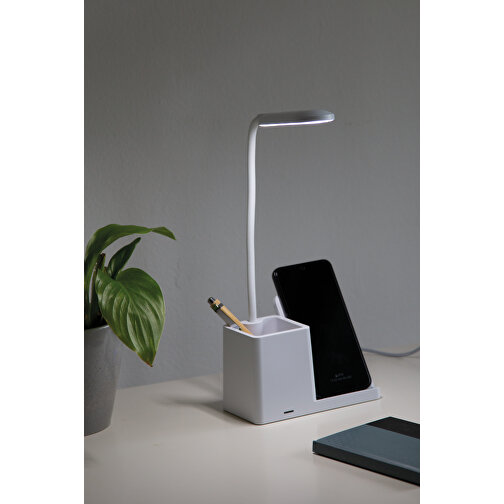 Schreibtisch-Lampe Mit Ladestation LIGHT & CHARGE , weiß, Kunststoff / Silikon, 7,50cm x 28,00cm x 15,00cm (Länge x Höhe x Breite), Bild 12