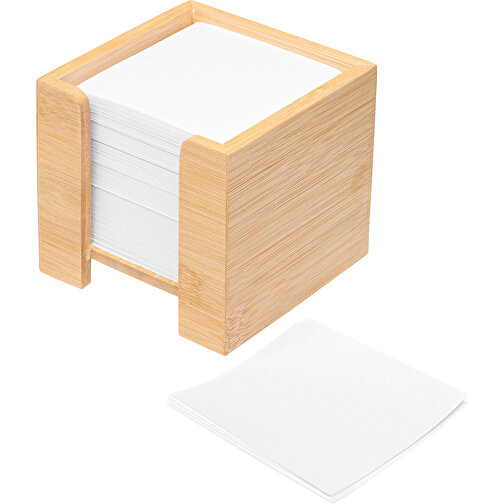 Zettelbox NEVER FORGET BAMBOO , braun, Bambus / Papier, 10,40cm x 10,60cm x 10,40cm (Länge x Höhe x Breite), Bild 2