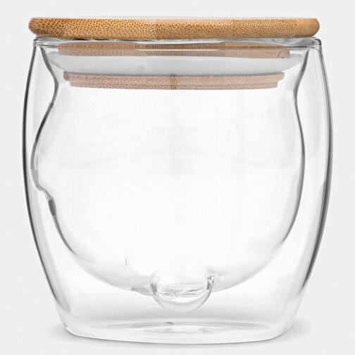Glas BAMBOO BEAR , braun, transparent, Borosilikatglas / Bambus / Silikon, 9,00cm (Länge), Bild 3