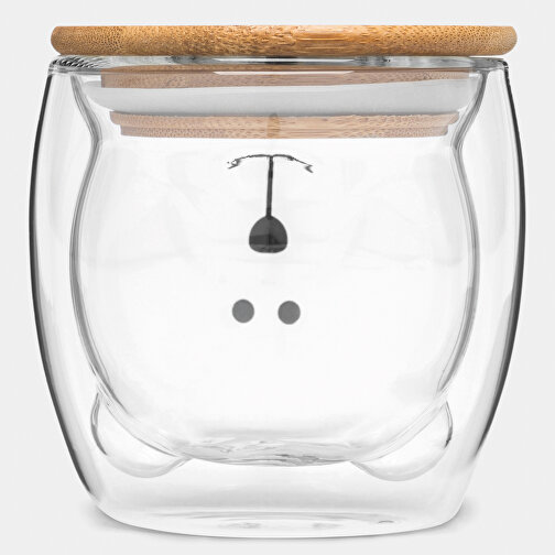 Glas BAMBOO BEAR , braun, transparent, Borosilikatglas / Bambus / Silikon, 9,00cm (Länge), Bild 4