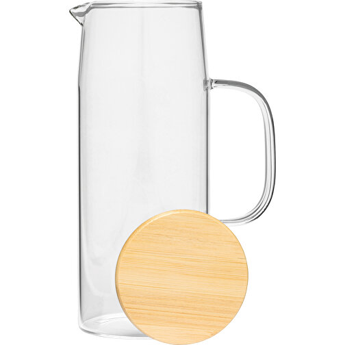Glas-Karaffe BAMBOO PITCHER , braun, Borosilikatglas / Bambus / Stahl / Silikon, 22,50cm (Länge), Bild 2