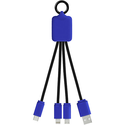 SCX.design C15 Quatro Ladekabel Mit Leuchtlogo , reflex blue / schwarz, Recycelter PET Kunststoff, Metall, Gummi, 16,00cm x 2,60cm (Länge x Breite), Bild 2