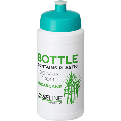 Baseline Plus Renew 500 Ml Sportflasche , weiß, aquablau, Zuckerrohr Biokunststoff, 90% PP Kunststoff, 10% TPE Kunststoff, 18,30cm (Höhe), Bild 2