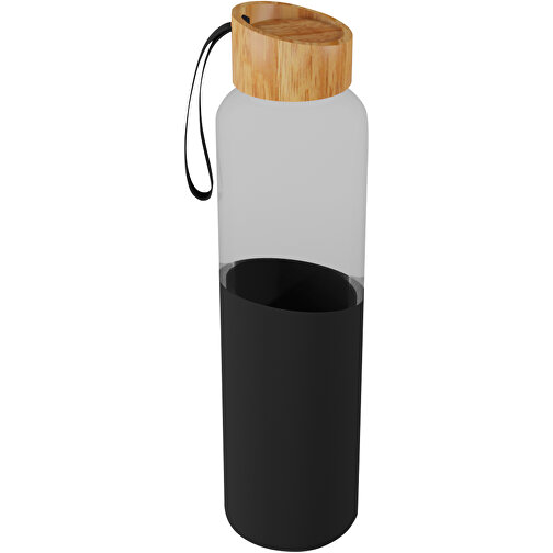 SCX.design D21 550 Ml Borosilikat Glasflasche Mit Recycelter Silikonhülle Und Bambusdeckel , schwarz, Borosilikatglas, Bambusholz, Silikon Kunststoff, 24,80cm (Höhe), Bild 4
