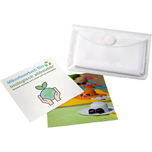 Panno in microfibra biodegradabile 20 x 20 cm, in custodia protettiva trasparente con punto di velcr, Immagine 1