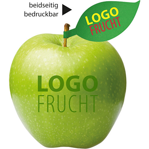 LogoFruit pomme vert - kiwi + feuille de pommier, Image 1