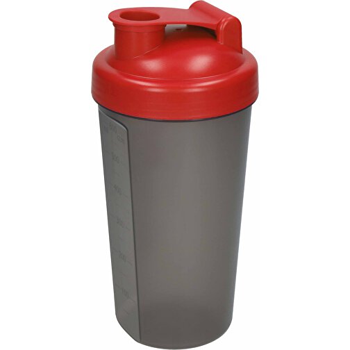 Shaker 'Protein', 0,6 L , standard-rot/transluzent-grau, Kunststoff, 20,00cm (Höhe), Bild 1
