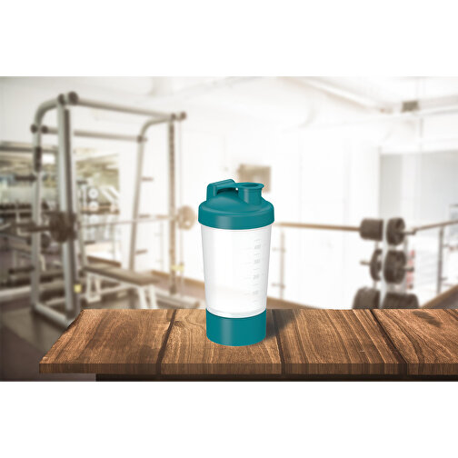 Shaker 'Protein', Pro 1, 0,40 L , transparent/teal, Kunststoff, 20,80cm (Höhe), Bild 3
