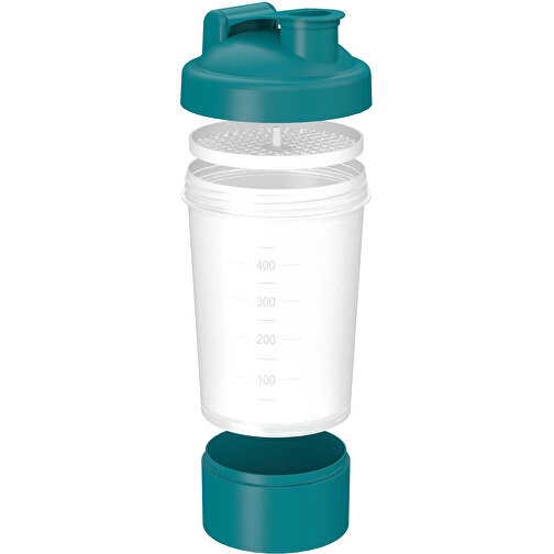 Shaker 'Protein', Pro 1, 0,40 L , transparent/teal, Kunststoff, 20,80cm (Höhe), Bild 4