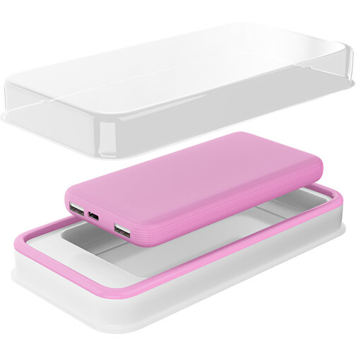 Duale Powerbank CustomColor Ink. Wireless Charger , rosa, ABS-Kunststoff, Polycarbonat (PC), 15,30cm x 1,20cm x 7,60cm (Länge x Höhe x Breite), Bild 2