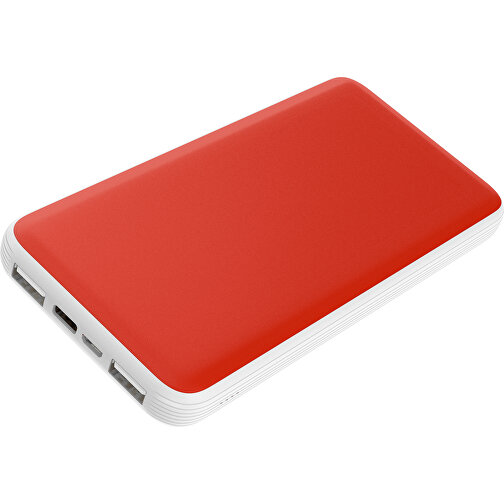 Duale Powerbank CustomColor Ink. Wireless Charger , rot / weiß, ABS-Kunststoff, Polycarbonat (PC), 15,30cm x 1,20cm x 7,60cm (Länge x Höhe x Breite), Bild 1