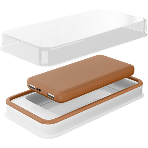 Duale Powerbank CustomColor Ink. Wireless Charger , braun, ABS-Kunststoff, Polycarbonat (PC), 15,30cm x 1,20cm x 7,60cm (Länge x Höhe x Breite), Bild 2