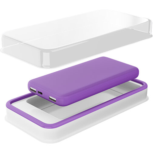 Duale Powerbank CustomColor Ink. Wireless Charger , lavendellila, ABS-Kunststoff, Polycarbonat (PC), 15,30cm x 1,20cm x 7,60cm (Länge x Höhe x Breite), Bild 2