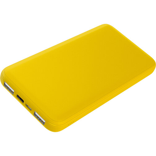 Duale Powerbank CustomColor Ink. Wireless Charger , goldgelb, ABS-Kunststoff, Polycarbonat (PC), 15,30cm x 1,20cm x 7,60cm (Länge x Höhe x Breite), Bild 1