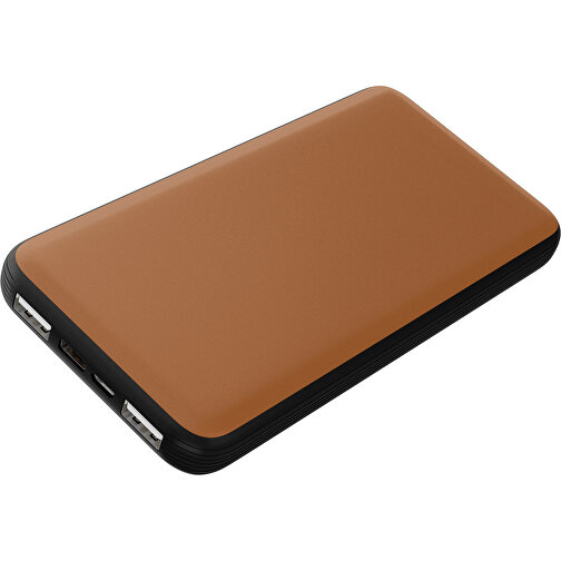 Duale Powerbank CustomColor Ink. Wireless Charger , braun / schwarz, ABS-Kunststoff, Polycarbonat (PC), 15,30cm x 1,20cm x 7,60cm (Länge x Höhe x Breite), Bild 1