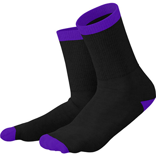 Boris - Die Premium Tennis Socke , schwarz / violet, 85% Natur Baumwolle, 12% regeniertes umwelftreundliches Polyamid, 3% Elastan, 36,00cm x 0,40cm x 8,00cm (Länge x Höhe x Breite), Bild 1