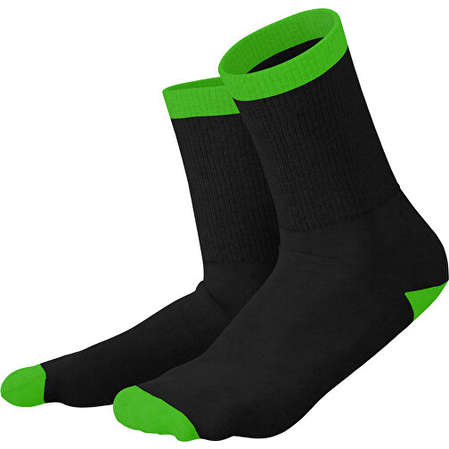 Boris - Die Premium Tennis Socke , schwarz / grasgrün, 85% Natur Baumwolle, 12% regeniertes umwelftreundliches Polyamid, 3% Elastan, 36,00cm x 0,40cm x 8,00cm (Länge x Höhe x Breite), Bild 1
