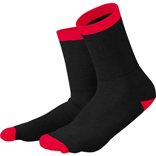 Boris - Die Premium Tennis Socke , schwarz / ampelrot, 85% Natur Baumwolle, 12% regeniertes umwelftreundliches Polyamid, 3% Elastan, 36,00cm x 0,40cm x 8,00cm (Länge x Höhe x Breite), Bild 1