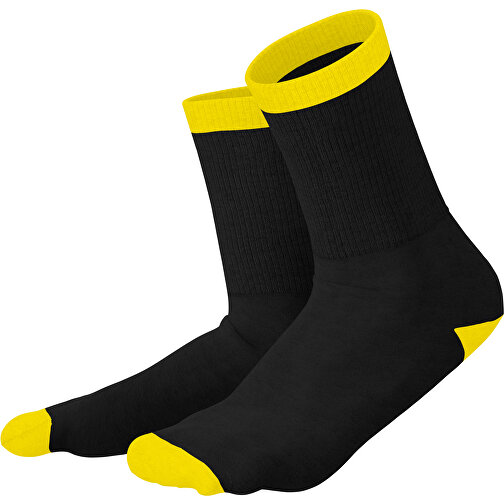 Boris - Die Premium Tennis Socke , schwarz / gelb, 85% Natur Baumwolle, 12% regeniertes umwelftreundliches Polyamid, 3% Elastan, 36,00cm x 0,40cm x 8,00cm (Länge x Höhe x Breite), Bild 1