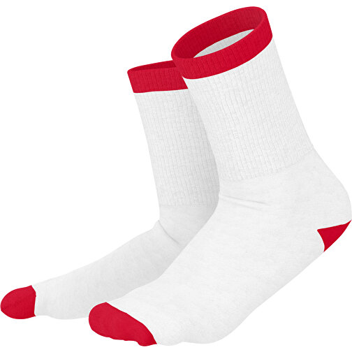 Boris - Die Premium Tennis Socke , weiss / dunkelrot, 85% Natur Baumwolle, 12% regeniertes umwelftreundliches Polyamid, 3% Elastan, 36,00cm x 0,40cm x 8,00cm (Länge x Höhe x Breite), Bild 1