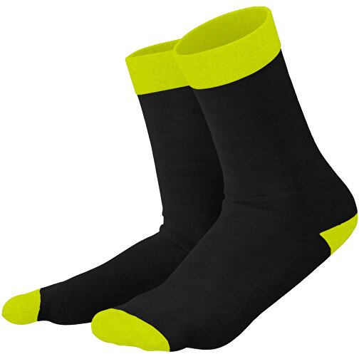 Adam - Die Premium Business Socke , schwarz / hellgrün, 85% Natur Baumwolle, 12% regeniertes umwelftreundliches Polyamid, 3% Elastan, 36,00cm x 0,40cm x 8,00cm (Länge x Höhe x Breite), Bild 1