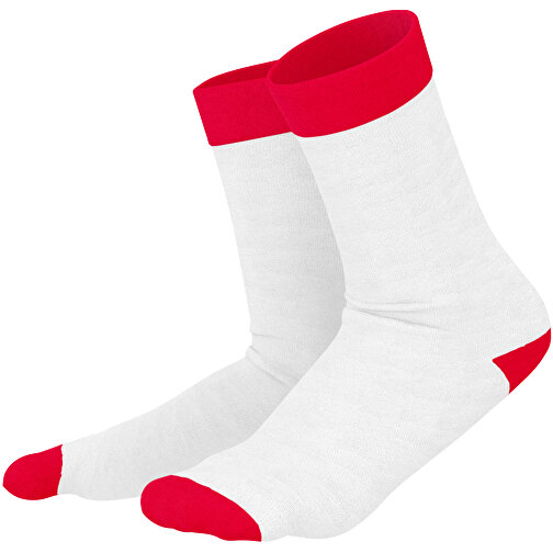 Adam - Die Premium Business Socke , weiss / ampelrot, 85% Natur Baumwolle, 12% regeniertes umwelftreundliches Polyamid, 3% Elastan, 36,00cm x 0,40cm x 8,00cm (Länge x Höhe x Breite), Bild 1