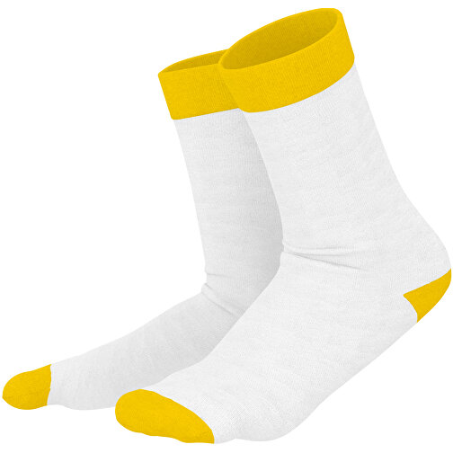 Adam - Die Premium Business Socke , weiss / goldgelb, 85% Natur Baumwolle, 12% regeniertes umwelftreundliches Polyamid, 3% Elastan, 36,00cm x 0,40cm x 8,00cm (Länge x Höhe x Breite), Bild 1