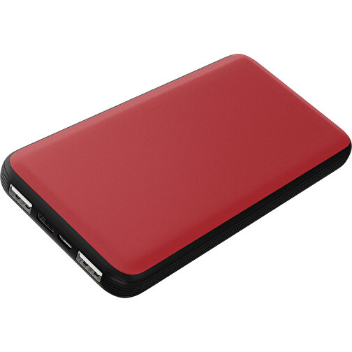 Duale Powerbank CustomColor Ink. Wireless Charger , weinrot / schwarz, ABS-Kunststoff, Polycarbonat (PC), 15,30cm x 1,20cm x 7,60cm (Länge x Höhe x Breite), Bild 1