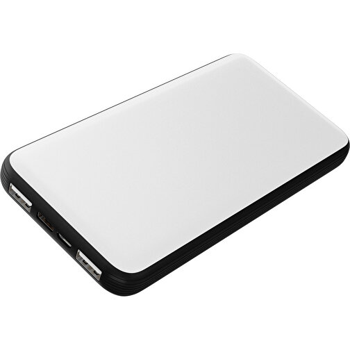 Duale Powerbank CustomColor Ink. Wireless Charger , weiß / schwarz, ABS-Kunststoff, Polycarbonat (PC), 15,30cm x 1,20cm x 7,60cm (Länge x Höhe x Breite), Bild 1