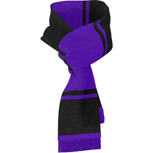 STAR Schal , schwarz / violet, 100% Acryl, 140,00cm x 18,00cm (Länge x Breite), Bild 1