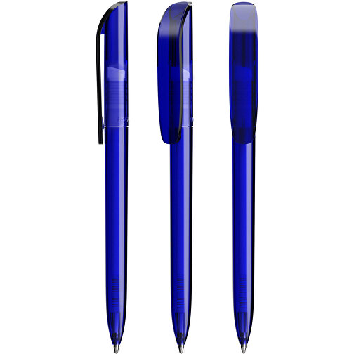 BIC® Super Clip Kugelschreiber Siebdruck , BiC, transparentes dunkelblau, Kunststoff, 14,40cm x 1,20cm (Länge x Breite), Bild 4