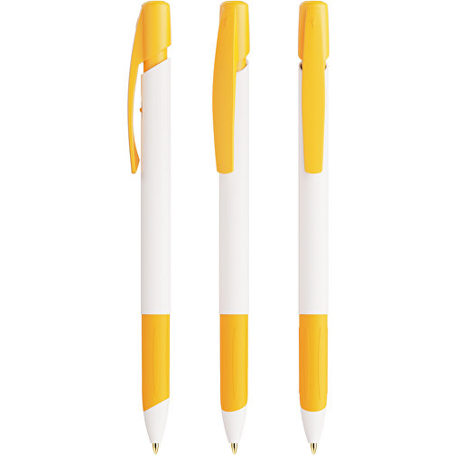BIC® Media Clic Grip Kugelschreiber , BiC, weiß/gelb, Kunststoff, 14,70cm x 1,30cm (Länge x Breite), Bild 4