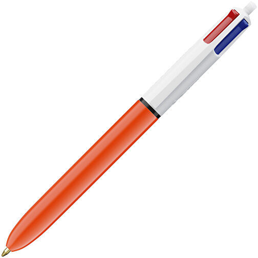 BIC® 4 Colours Fine Kugelschreiber Siebdruck , BiC, weiß/orange, Kunststoff, 14,40cm x 1,60cm (Länge x Breite), Bild 2