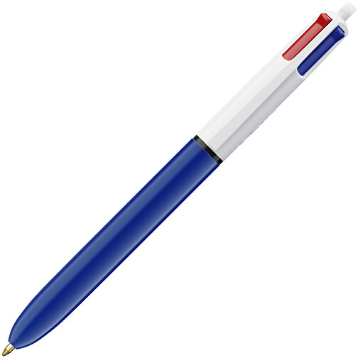 BIC® 4 Colours Kugelschreiber Siebdruck , BiC, weiss/marineblau, Kunststoff, 14,40cm x 1,60cm (Länge x Breite), Bild 2