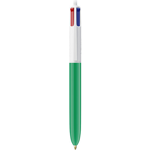 BIC® 4 Colours Kugelschreiber Siebdruck , BiC, weiss/grün, Kunststoff, 14,40cm x 1,60cm (Länge x Breite), Bild 1