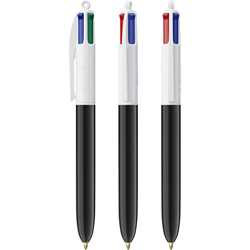 BIC® 4 Colours Kugelschreiber Siebdruck , BiC, weiß/schwarz, Kunststoff, 14,40cm x 1,60cm (Länge x Breite), Bild 4