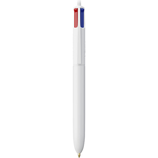 BIC® 4 Colours Kugelschreiber Siebdruck , BiC, weiss, Kunststoff, 14,40cm x 1,60cm (Länge x Breite), Bild 1