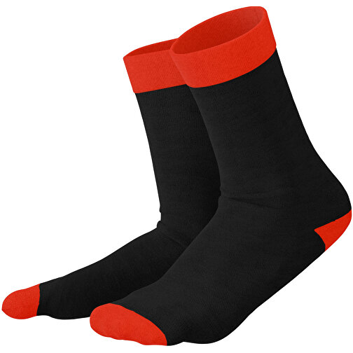 Adam - Die Premium Business Socke , schwarz / rot, 85% Natur Baumwolle, 12% regeniertes umwelftreundliches Polyamid, 3% Elastan, 36,00cm x 0,40cm x 8,00cm (Länge x Höhe x Breite), Bild 1