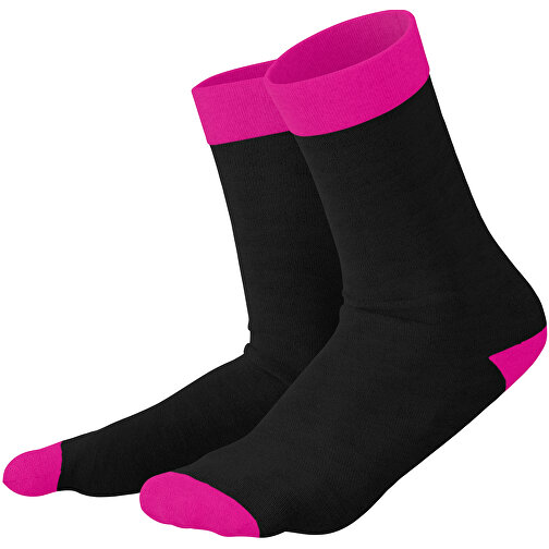 Adam - Die Premium Business Socke , schwarz / pink, 85% Natur Baumwolle, 12% regeniertes umwelftreundliches Polyamid, 3% Elastan, 36,00cm x 0,40cm x 8,00cm (Länge x Höhe x Breite), Bild 1