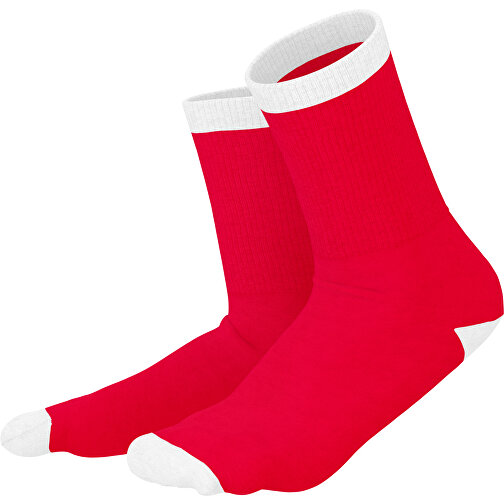 Boris - Die Premium Tennis Socke , ampelrot / weiss, 85% Natur Baumwolle, 12% regeniertes umwelftreundliches Polyamid, 3% Elastan, 36,00cm x 0,40cm x 8,00cm (Länge x Höhe x Breite), Bild 1