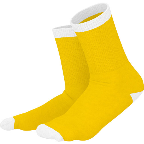 Boris - Die Premium Tennis Socke , goldgelb / weiss, 85% Natur Baumwolle, 12% regeniertes umwelftreundliches Polyamid, 3% Elastan, 36,00cm x 0,40cm x 8,00cm (Länge x Höhe x Breite), Bild 1