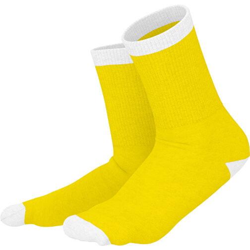 Boris - Die Premium Tennis Socke , gelb / weiss, 85% Natur Baumwolle, 12% regeniertes umwelftreundliches Polyamid, 3% Elastan, 36,00cm x 0,40cm x 8,00cm (Länge x Höhe x Breite), Bild 1