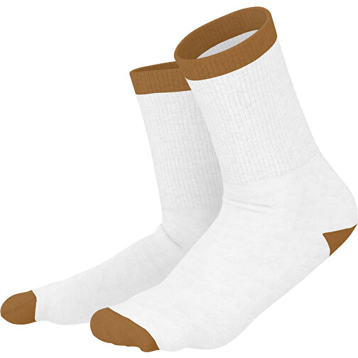 Boris - Die Premium Tennis Socke , weiss / erdbraun, 85% Natur Baumwolle, 12% regeniertes umwelftreundliches Polyamid, 3% Elastan, 36,00cm x 0,40cm x 8,00cm (Länge x Höhe x Breite), Bild 1