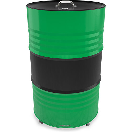 Fass-Tonne Mit Deckel , schwarz / grün, Stahlblech, 90,00cm (Höhe), Bild 1